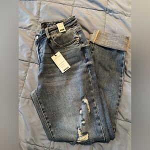NEW Judy Blue Distressed Cuffed Boyfriend Jeans